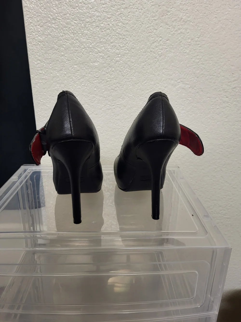 Black Mary Jane Pumps with Red Insole - Women's Classic Style